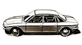 NSU Ro 80 (1967) - Skizze zeigt die Karosserie von der Seite