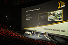Image: Nominated for the first Swiss Classic Restoration Award was the Jaguar XK 120 "Rosella" on the stage of the Filmtheater - Swiss Classic Awards 2025, Lucerne