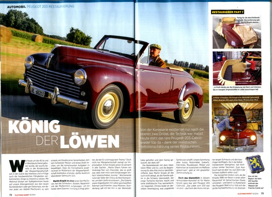 Bild Oldtimer Markt 10-2014 - Peugeot 203 Restaurierung