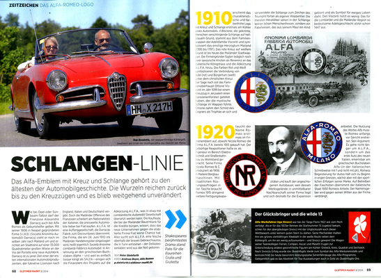 Oldtimer Markt 8/2014 - Entwicklung Alfa-Romeo-Markenzeichen