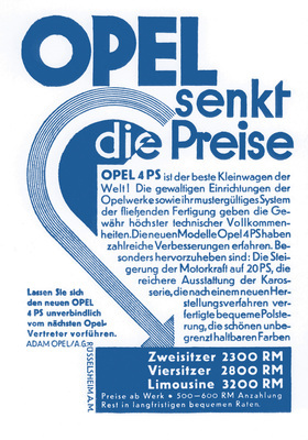Opel 4/20 PS (1929) – Abermals werden die Preise gesenkt. Inzwischen kostet der Zweisitzer nur noch halb so viel wie bei seinem Debüt