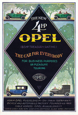 Opel 4 HP (1925) – englischsprachige Werbeanzeige für den Opel 4/14 PS. Immerhin 612 Exemplare gingen in jenem Jahr in den Export