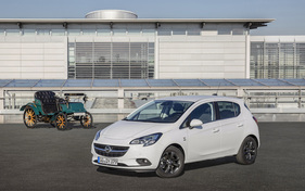 Opel Corsa Sondermodell "120 Jahre" und Opel Patentmotorwagen System Lutzmann (1899) (2019)