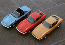 Opel GT (1969) - rechts der Prototyp von 1965, in der Mitte das Serienfahrzeug, links der Aero