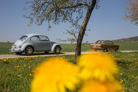 Opel Kadett 1100 (1971) - der Kadett wirkt nur optisch kleiner, er ist tatsächlich etwas länger als der Käfer