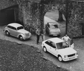 Opel Kadett (1936) - Treffen von drei Generationen, zusammen mit Kadett von 1962 und Kadett GTE von 1983