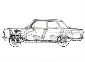 Opel Kadett (1966) – Schnittzeichnung der zweitürigen Limousine
