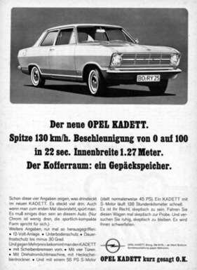 Opel Kadett (1966) - Werbung Ende 1965 - der neue Kadett