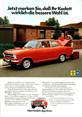 Opel Kadett (1973) - Jetzt merken Sie, dass Ihr Kadett wirklich die bessere Wahl ist - Autowerbung im Jahr 1973