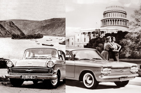 Opel Kapitän gegen Chevrolet Corvair - verkehrte Autowelt - Amerikaner aus Europa, Europäer aus Amerika
