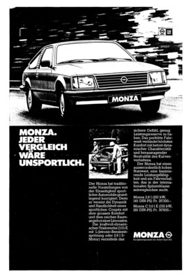 Opel Monza (1980) - Werbung - jeder Vergleich wäre unsportlich