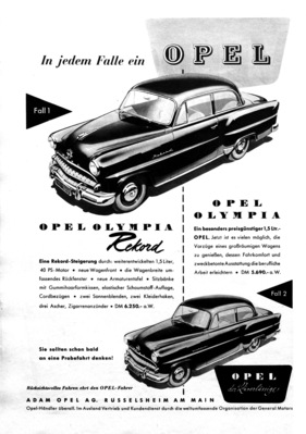 Opel Olympia Rekord (1954) - Werbung - in jedem Fall ein Opel (1954)