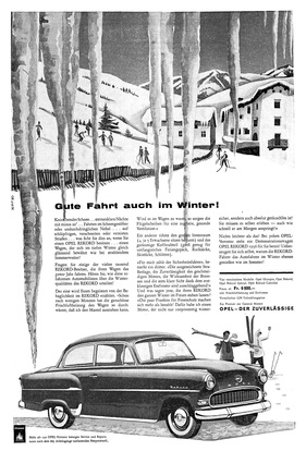 Opel Olympia Rekord (1956) - in der Werbung - Gute Fahrt, auch im Winter!