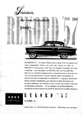 Opel Olympia Rekord (1957) - in der Werbung - Schönheit, die vom Fortschritt kündet (Rekord 57)