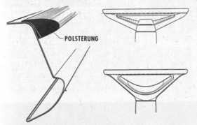 Opel Rekord 1500 (1961) – Das gepolsterte armaturenbrett im Schnitt sowie das neue geschüsselte Lenkrad (unten)