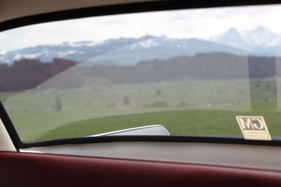 Opel Rekord 1700 (1962) - Blick aus der Fahrerperspektive nach schräg hinten
