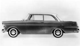 Opel Rekord (1960) - modernes Design und Abschied von der Pontonform - Verglasung und Kühlergrill greifen in das Design der Seitengestaltung hinein