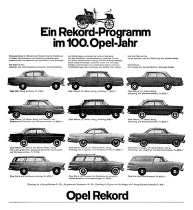 Opel Rekord (1962) - Werbung - Verkaufsprogramm Schweiz