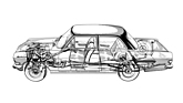 Bild: Opel Rekord (1963) – Die Durchsichtszeichnung offenbart die behutsam weiterentwickelte Technik