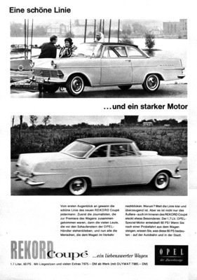 Opel Rekord Coupé (1961) - Werbung - schöne Linie und starker Motor