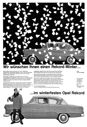 Opel Rekord P1 (1958) - Werbung für den beliebten Wagen - Wir wünschen Ihnen einen Rekord-Winter