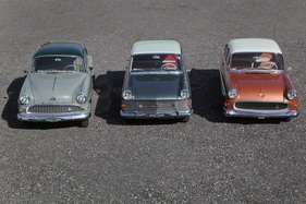 Opel Rekord P1 "Ascona" (1959) - der P1 rechts mit Vorgänger (Olympia Rekord) und Nachfolger P2 Opel Rekord P1 "Ascona" (1959) - der P1 rechts mit Vorgänger (Olympia Rekord) und Nachfolger P2