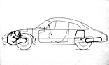 Panhard CD (1963) - die Skizze zeigt den weit vorne liegenden Zweizylindermotor