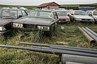Park- oder Schrottplatz Kirchberg 2024 - Fiat 130 Coupé vor zwei grossen Audi
