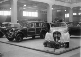 Bild Peugeot 202 (1947) - auf dem Genfer Autosalon von 1947 - Peugeot-Stand