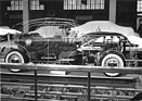 Image: Peugeot 203 (1955) — the reclining seats are clearly visible thanks to the see-through model — 1955 Geneva Motor Show