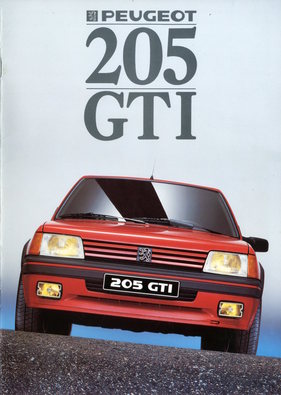 Peugeot 205 GTI - front page of the 1988 sales brochure