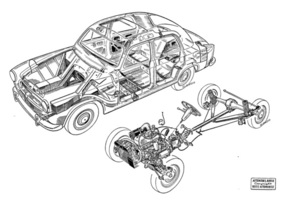 Peugeot 403 (1955) - Aufbau der selbsttragenden Karosserie und des Fahrwerks
