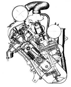 Peugeot 404 (1960) - Blick durch den Motor