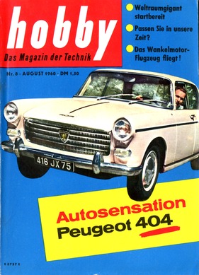 Peugeot 404 (1960) - auf dem Titelbatt der Zeitschrift 'hobby' im Jahr 1960