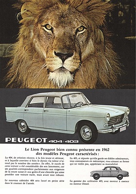 Peugeot 404 - Werbung im Automobil-Revue-Katalog des Jahres 1962