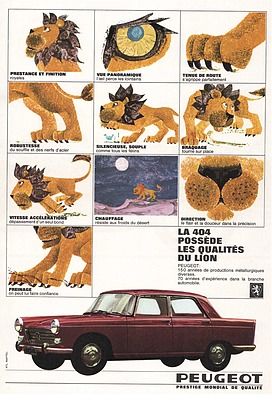 Peugeot 404 - Werbung im Automobil-Revue-Katalog des Jahres 1964