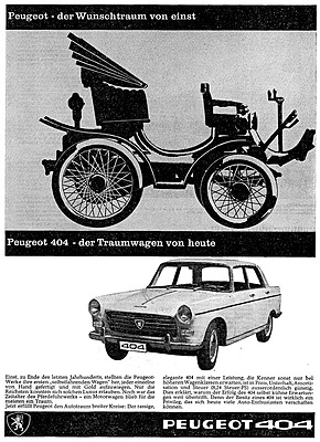 Peugeot 404 - Werbung in der Automobil Revue im Jahre 1961