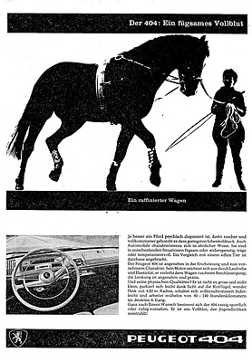 Peugeot 404 - Werbung in der Automobil Revue im Jahre 1961