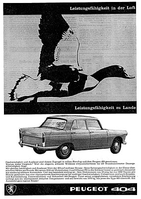 Peugeot 404 - Werbung in der Automobil Revue im Jahre 1961
