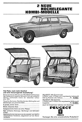 Peugeot 404 - Werbung in der Automobil Revue im Jahre 1964