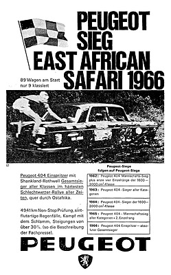 Peugeot 404 - Werbung in der Automobil Revue im Jahre 1966