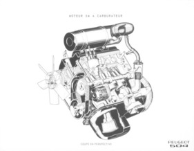 Peugeot 504 (1969) – Schnittzeichnung des Vergasermotors
