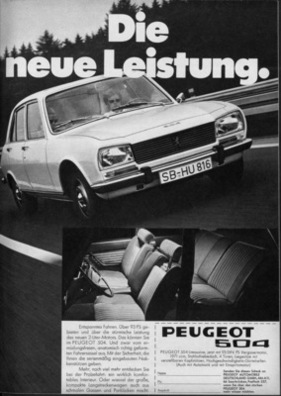 Peugeot 504 (1970) - Werbung - die neue Leistung