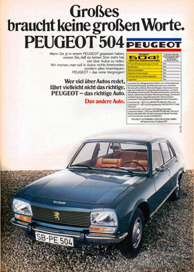 Peugeot 504 (1973) - Werbung - Grosses braucht keine grossen Worte