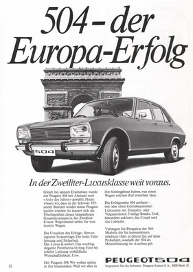 Peugeot 504 (1974) - Werbung aus dem Jahre 1974 -