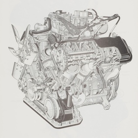 Peugeot 604 (1976) – Durchsichtszeichnung Motor