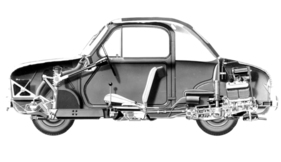 Piaggio Vespa 400 (1957) - wenig Technik an Bord (Durchsichtszeichnung)