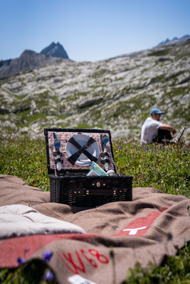 Image: Picnic during the Concours Eclectica outing at the Sanetsch Pass