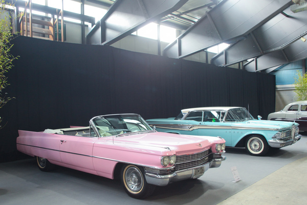 Pink und Hellblau, passende Farben für diese grosszügigen Fahrzeuge - Swiss Classic World 2015