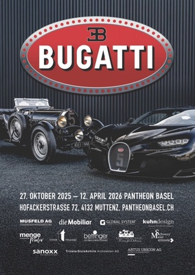 Bild: Plakat Sonderausstellung Bugatti im Pantheon Basel/Muttenz 2025-2026